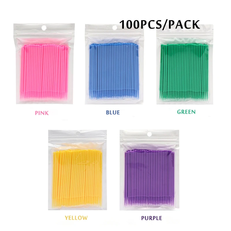 

100Pcs/bag Disposable MicroBrush Eyelashes Extension Accessories Individual Lash Removing MicroSwab For Eyelash Extension Tools