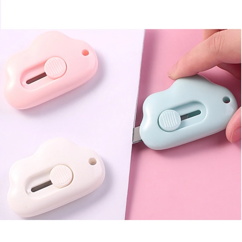 Cute Mini Small Pocket Craft Wrapping Box Paper Envelope Cutter Cloud and Cat Paw Utility Knife Letter Opener Student Art | Канцтовары