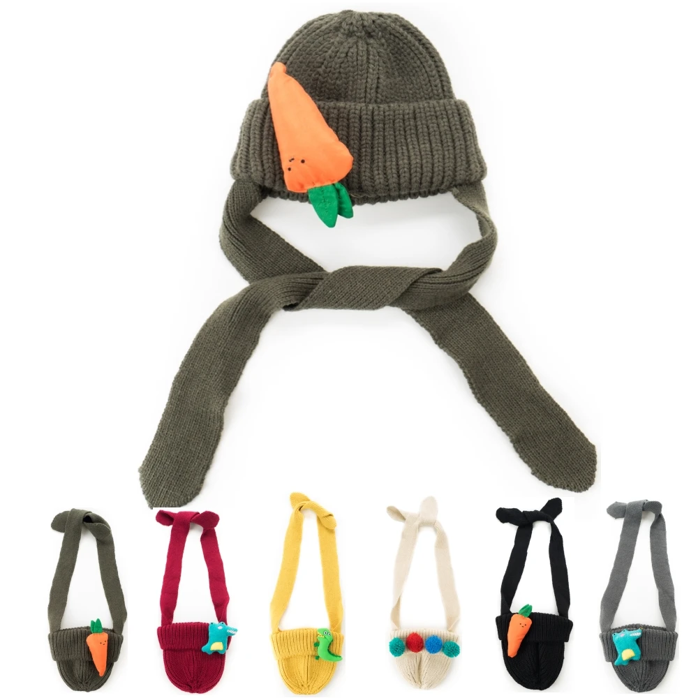 High Quality Cute Girls Knit Hats Color Ball Winter Hats For Kids Child Wool Hat Or Bag