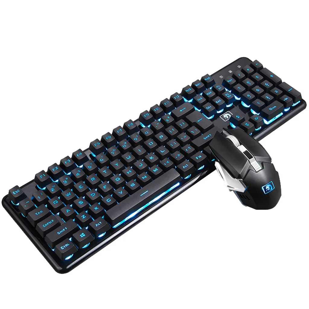 Аккумуляторная беспроводная механическая клавиатура 2 4G и 2400 DPI мышь игровой