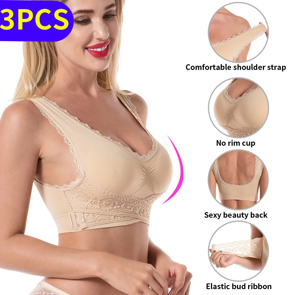 3 шт. бюстгальтер женское нижнее белье сексуальный без бретелек кружевной
