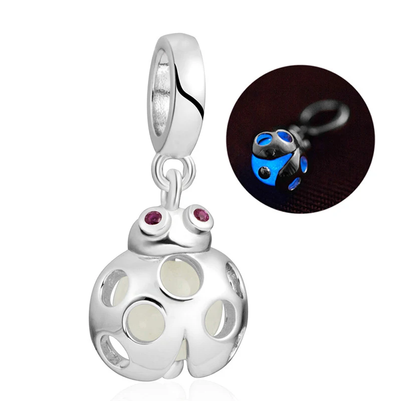 

925 пробы серебряные подвески Совы пчелы бабочки, Ангела черепаха светящиеся бусинки соответствуют Европе Браслеты "сделай сам" для изготовл...