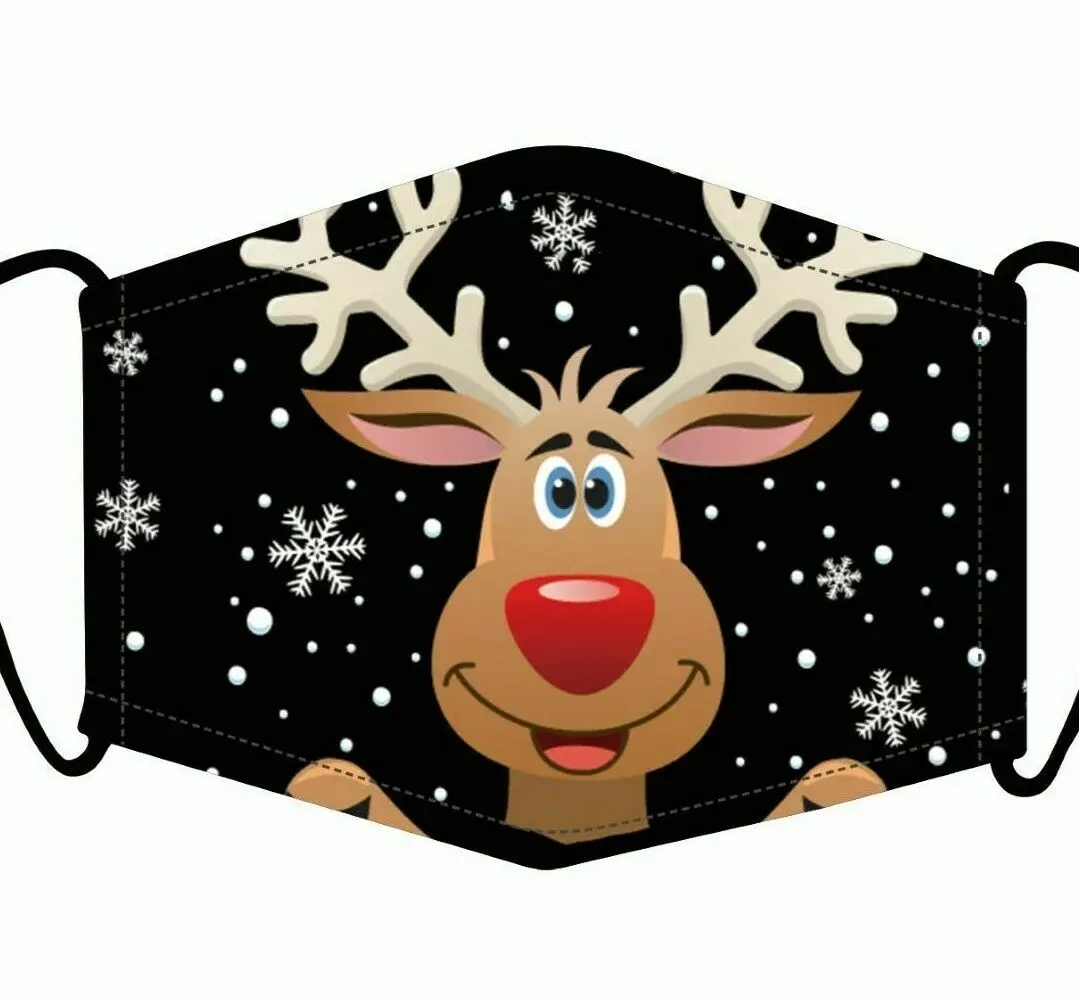 

Christmas Face Mask Reindeer Black Reusable with free replaceable filters