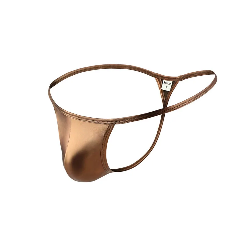 4PCS/Lot Sexy Men Briefs Bikini Thong Panties Underwear Underpants Comfortable Breathable Imitation Leather Thong Panties Brief