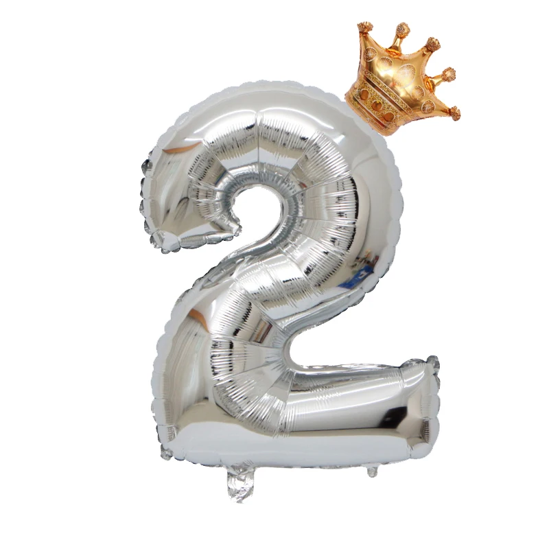 1 Набор 32 дюймовые шарики в форме короны из фольги золотистые и Серебристые цифр