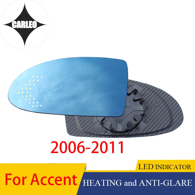

Car Side View Mirror Lens for Hyundai Accent 2006-2011 Blue Glass Large Angle view With Heating Function& LED Indicator Light