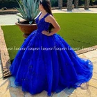 Eeqasn Принцесса бальное платье Quinceanera платья блестящее кружево Аппликация Королевский синий сладкий 16 девочек Формальные Выпускные платья 2020