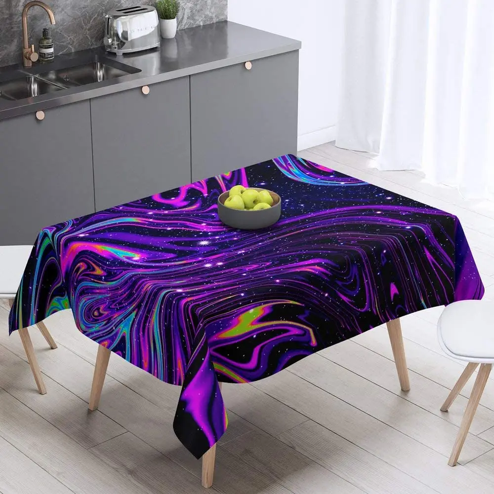 Purple Galaxy Marbling Print Tablecloth Unknown Universe World Theme Table Cover