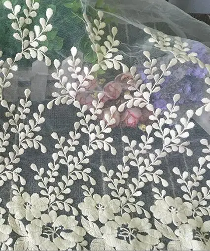 ivory 1Yd 35 см цвета слоновой кости/ажурная ткань черного цвета Venise кружевной отделкой вышивка украшения для шитья LW0144 - Цвет: ivory
