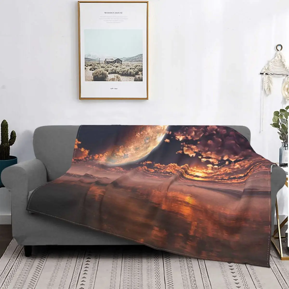 

Moon Blanket Scenery Printed Super Warm Portable Plush Decoration Throw Blankets For Home Quilt