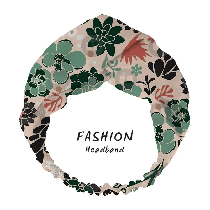 2020 Summer Hair Accessories Succulent flowerbed print Women Headband Bandanas Hairband Headwear Headband Headdress Scrunchies