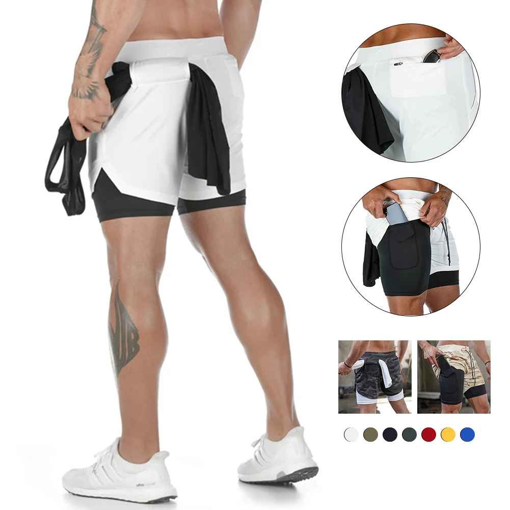 

2021 Camo Running Shorts Men 2 In 1 Double-deck Quick Dry GYM Sport Shorts Fitness Jogging Workout Shorts Men Sports Short Pants