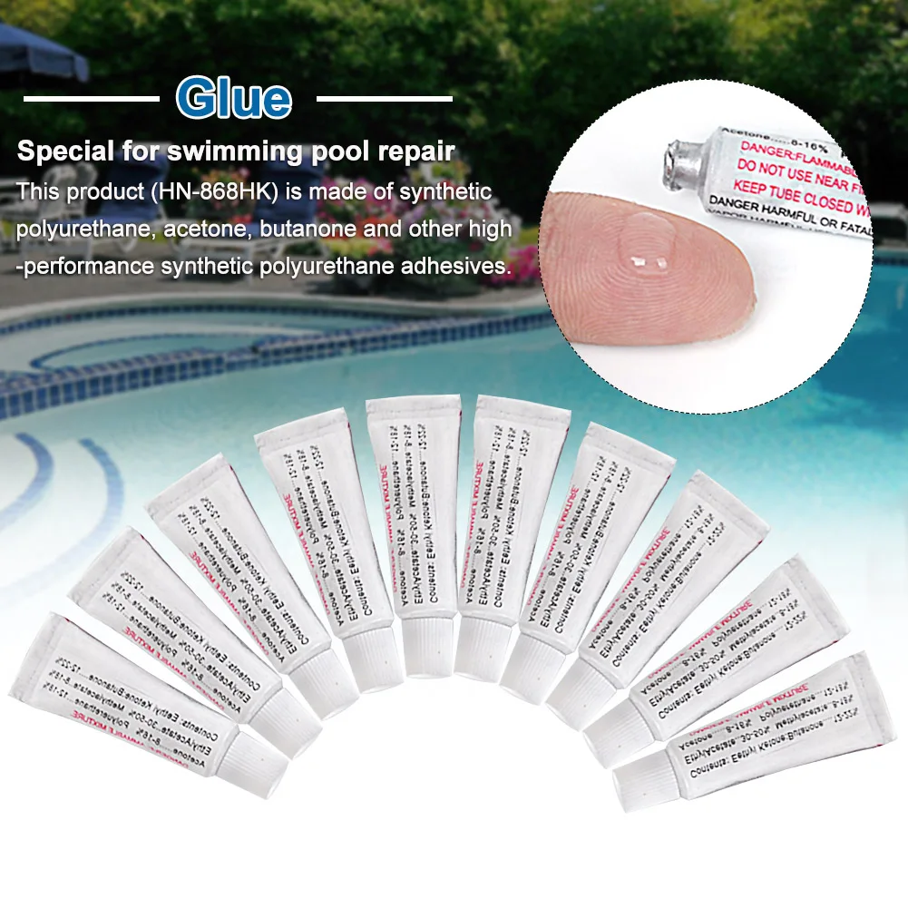 

10pcs Swimming Float Repair Kit PVC Puncture Repair Patch Glue Kit Adhesive For Inflatable Toy Pools Float Air Bed Dinghies
