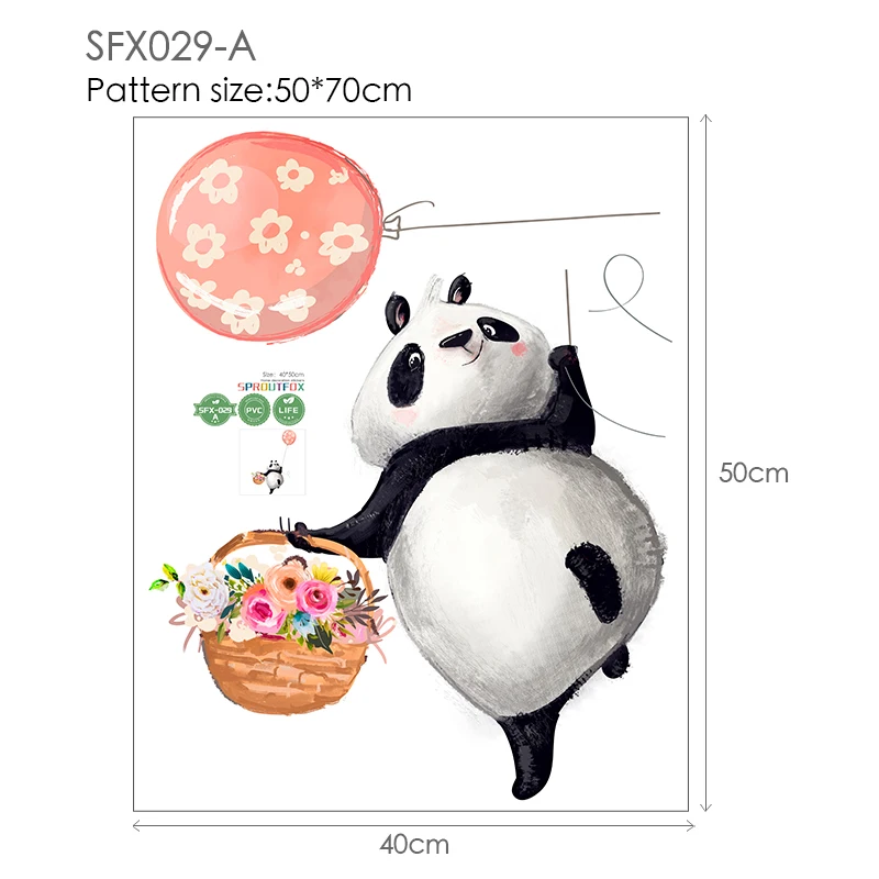 

Cute Animal Panda Rabbit Koala with Ballon Bedroom Wall Stickers for Kids Rooms Nursery Home Decoration Kawaii Wall Decals