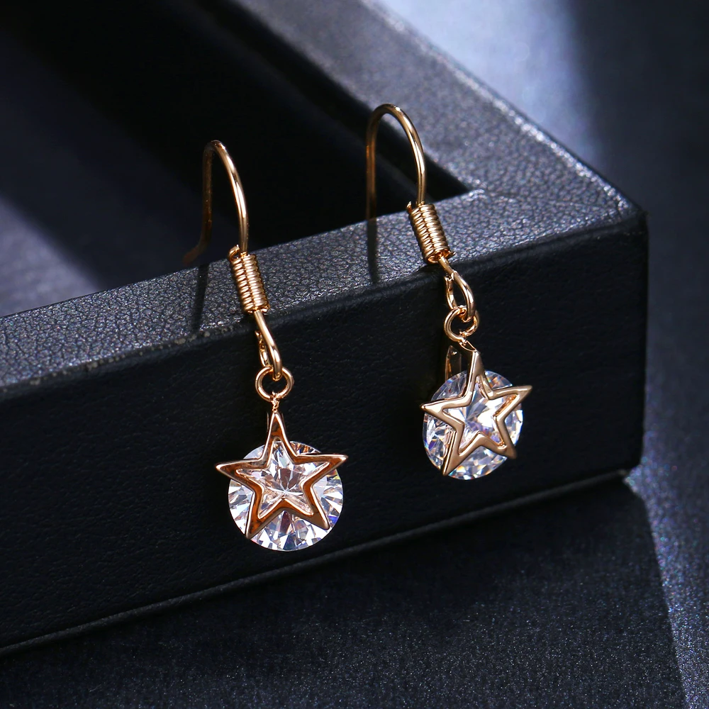 Bettyue Simple Design Round With Hollow Out Star Appearance Zirconia Exquisite Drop Earring For Women Vogue Charming Banquet | Украшения и