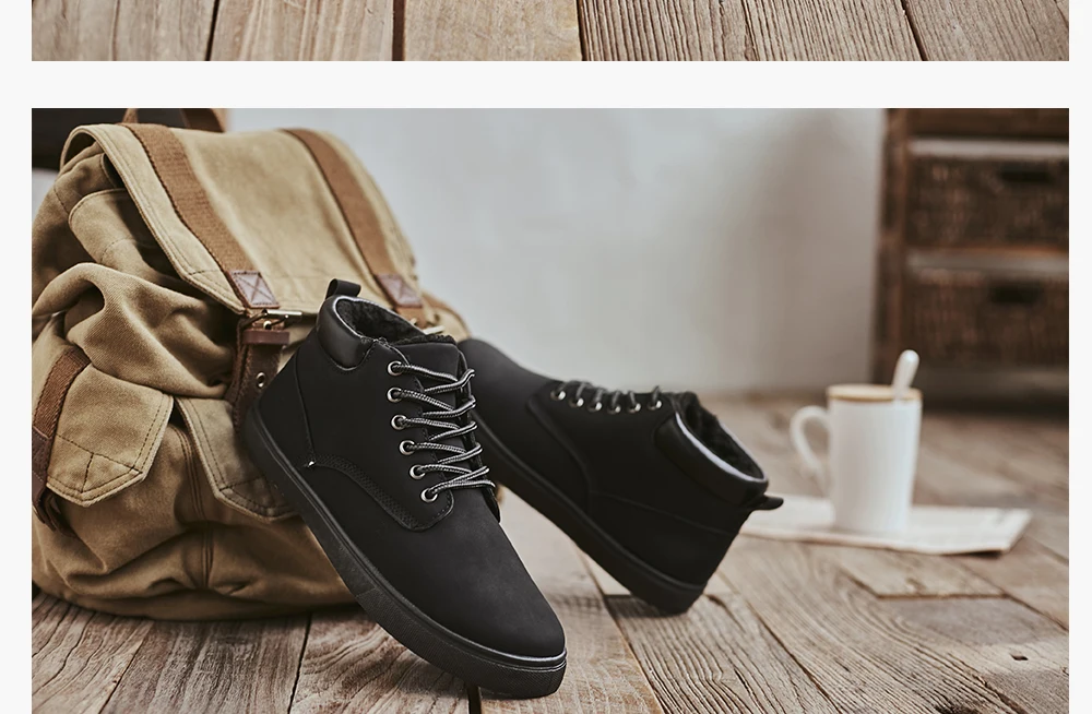 Men Warm Boots Man Winter Snow Boots Men Brand Fur Warm Ankle Botas hombre Male Casual Lace-up Luxury Leahter Men's Boots