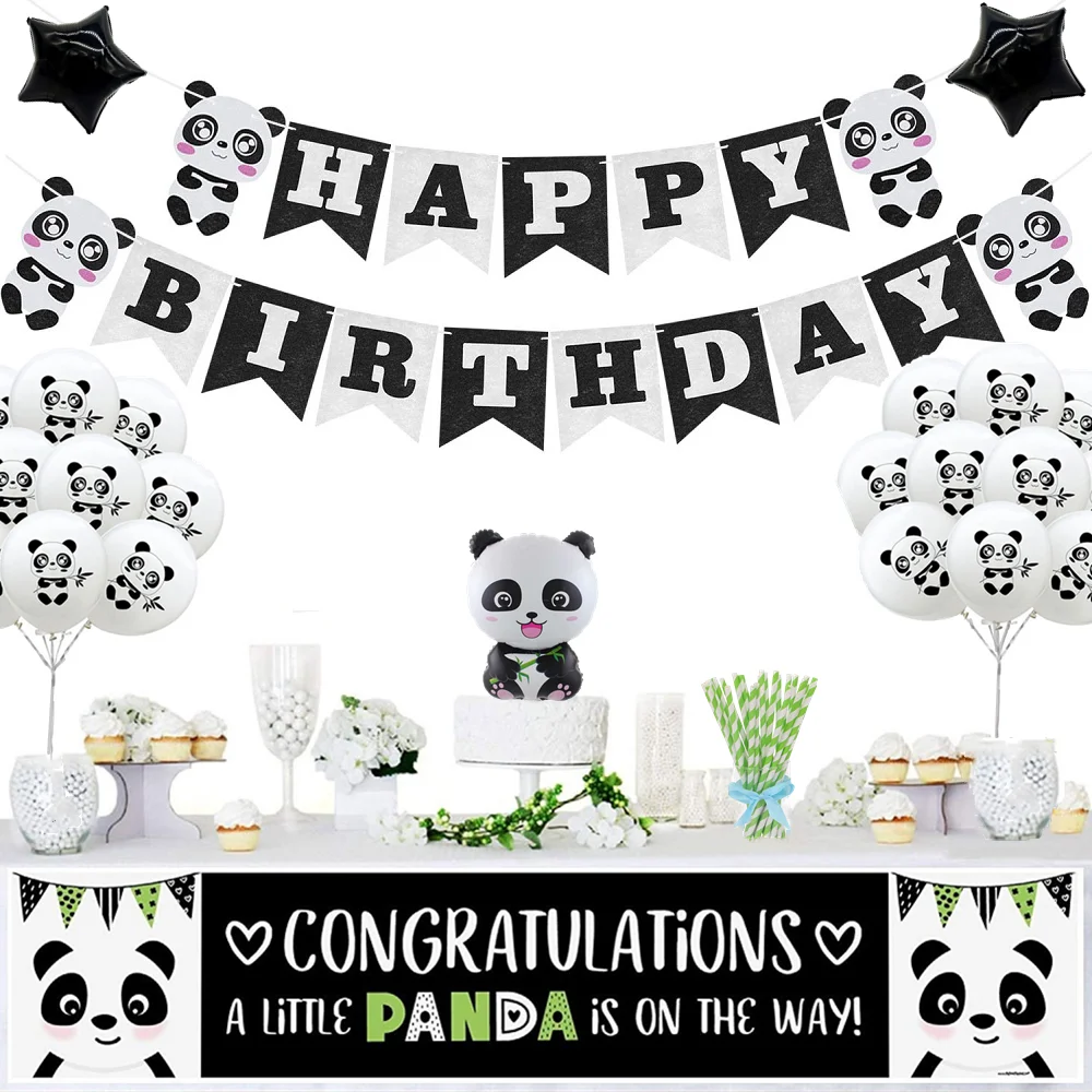 С мультипликационным принтом панда воздушные шары в черный горошек для