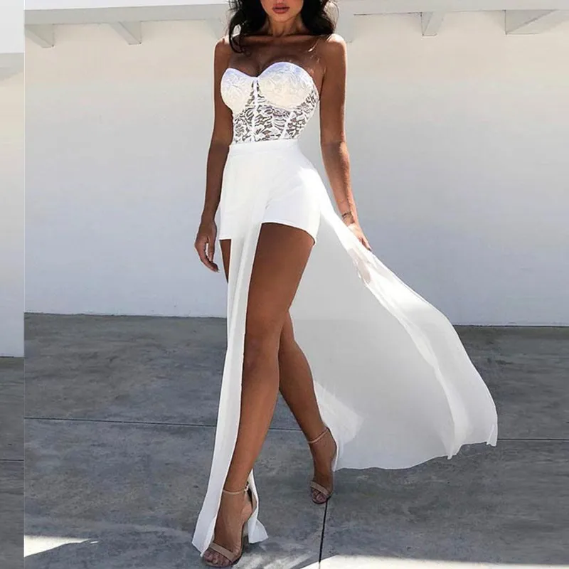 Wuhaobo кружевной лоскутный сексуальный женский комбинезон без бретелек с