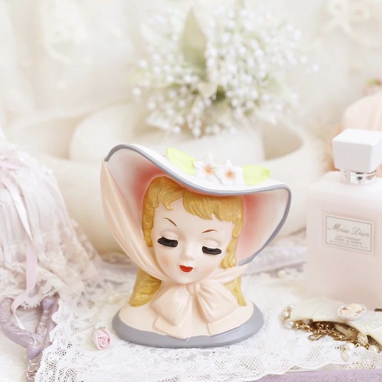 

VINTAGE CREATIVE BEAUTY HEAD SCULPTURE FLOWER VASES HOME DECOR CRAFTS ROOM DECORATION STUDY BEDROOM VASE RESIN GIRLS LADY STATUE