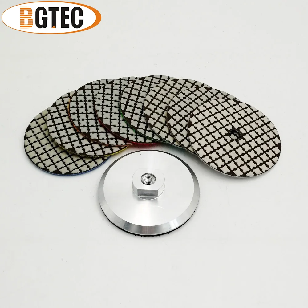 BGTEC 8 шт. 100 мм зернистость 50-buff сухой Алмазный полировальный диск 4