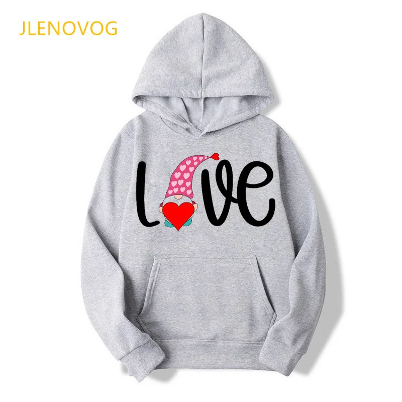 

2022 Hot Sale Love Graphic Print Cap Hoodies Women Christmas Gift Lama Pink/Gray Sweatshirt Femme Winter Spring Autumn Tracksuit