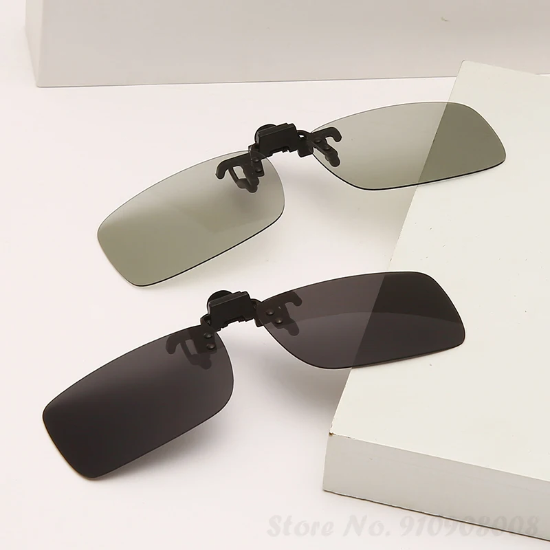 

2021 New Men Square Clip on Polarized Night Driving Glasses with Yellow Polarizing Women Sunglasses Clips for Myopic