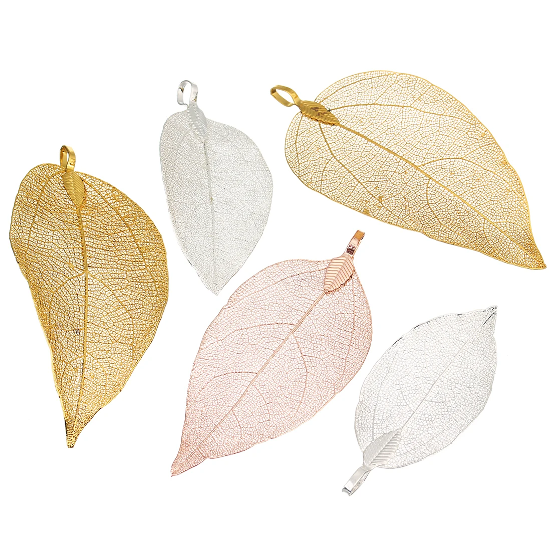 

2pcs/lot Copper Hollow Big Leaves Vein Charms Pendant 4*6cm Rose Gold Silver Color for DIY Necklace Choker Making Finding