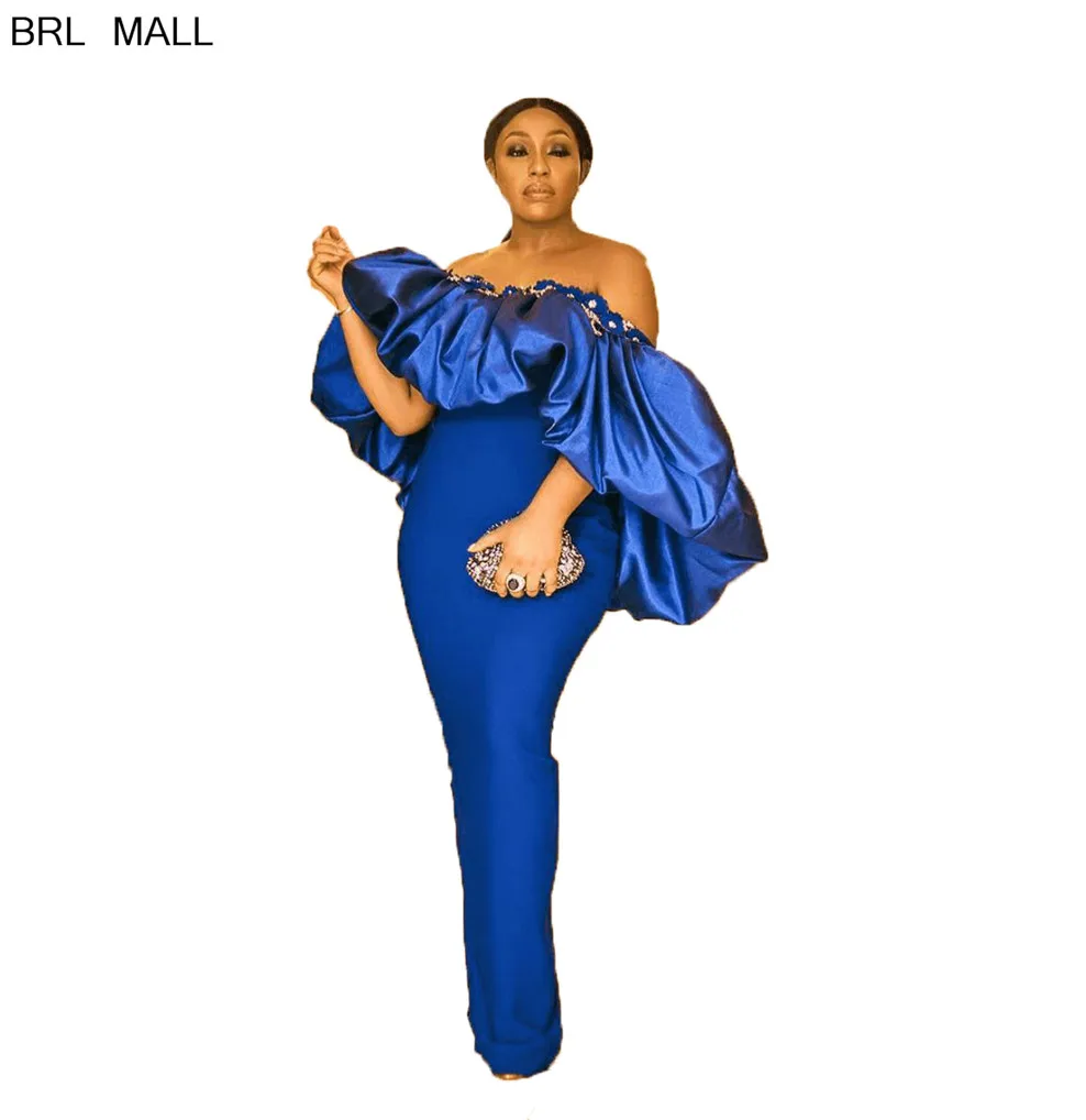 

vestido de fiesta 2020 Blue Long Prom Dresses Cap Sleeves African Formal Evening Gowns Dubai Arabic Party Dress robes de soire