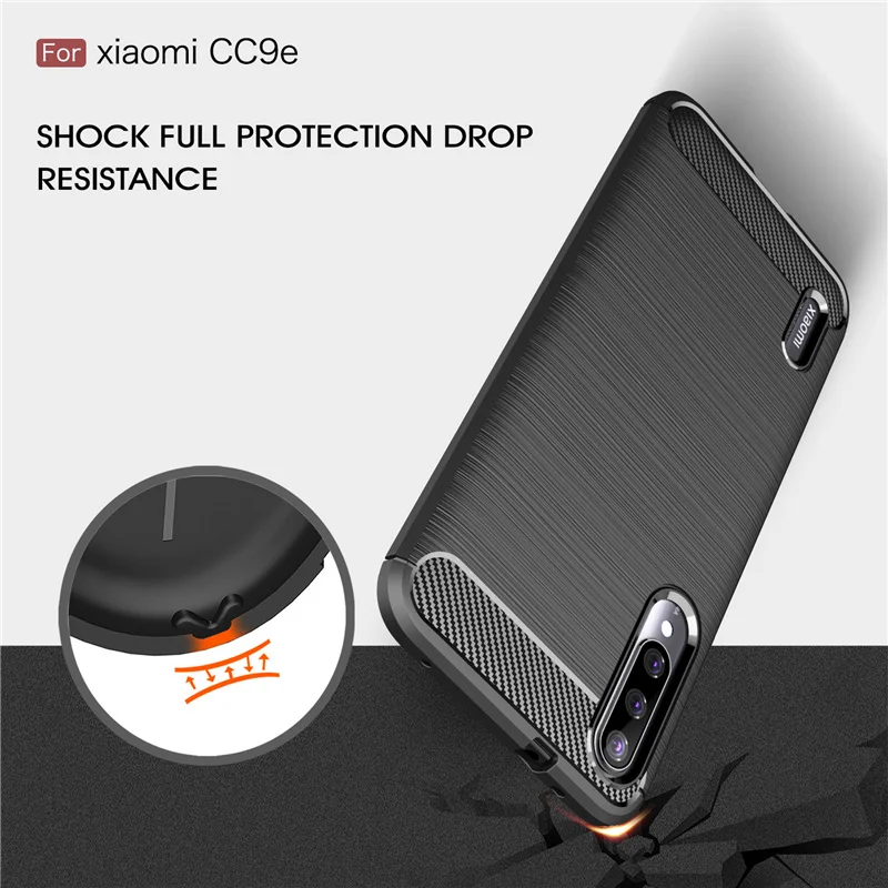 Для Xiaomi mi CC9e чехол Роскошный мягкий силиконовый прочный Броня тонкий карбоновый