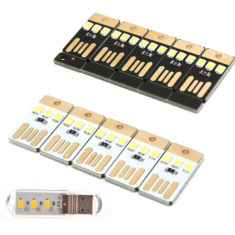 

5 шт., мини-карманный USB-фонарь для ключей, 0,2 Вт