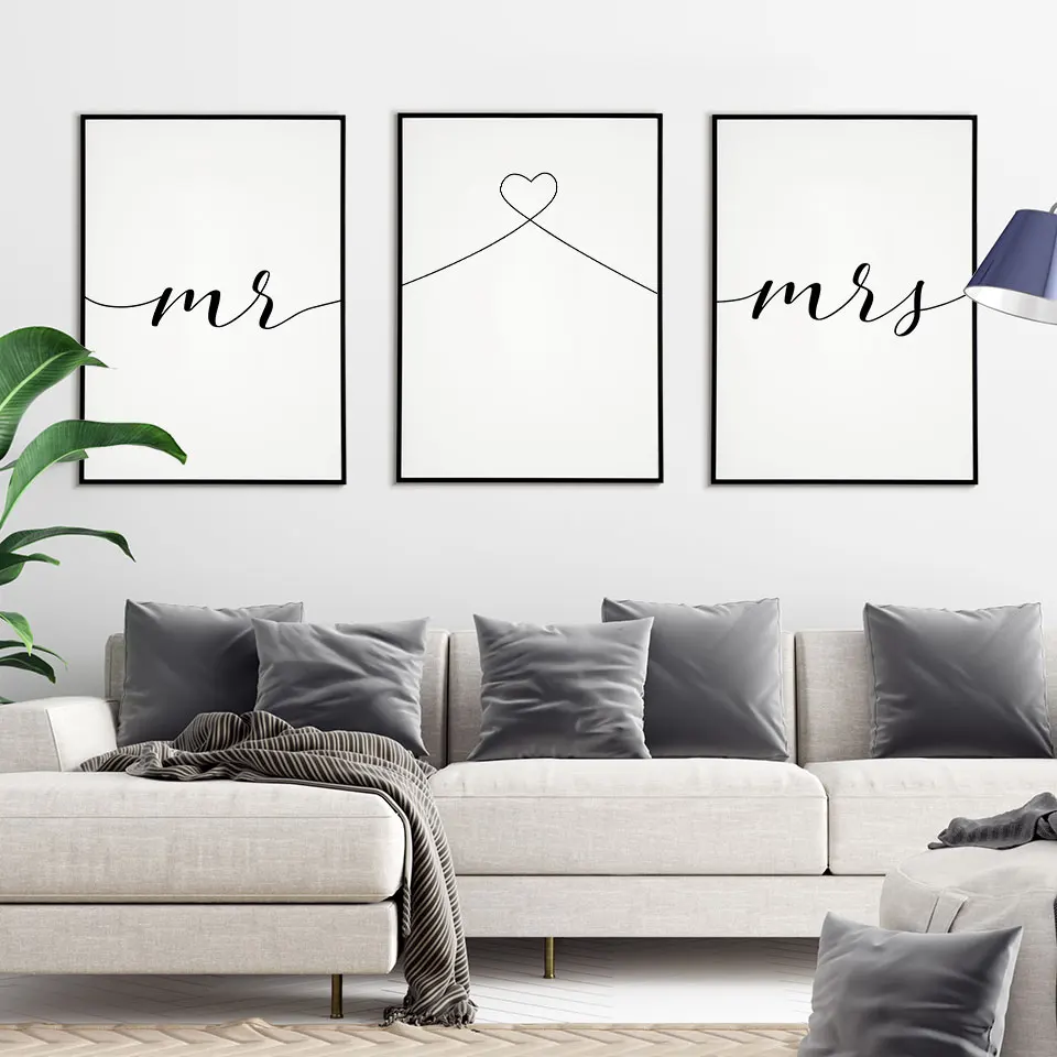 Постер Мистер любовь миссис Скандинавская Настенная картина с цитатами для