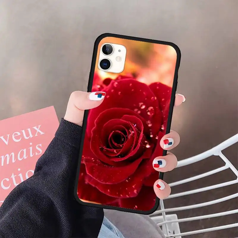 

Bright Red Rose Flowers Phone Case for iPhone 11 12 pro XS MAX 8 7 6 6S Plus X 5S SE 2020 XR mini