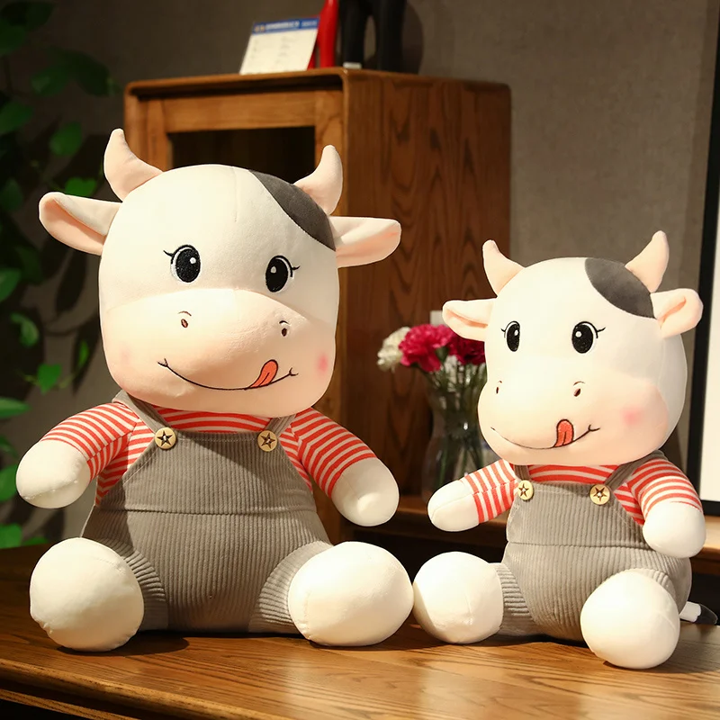 

Lovely Strap Calf Plush Doll Cartoon Animal Pillow Kids Toy Stuffed Cow Doll Cute Pillows Baby Sleeping Cushion Girl Gift