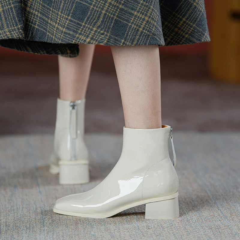 

GD-time INS Fashion Women's Boots Dress 2022 New Hit Genuine Leather Side Zipper Ankle Boots High Heels Boots Party Shoes Woman