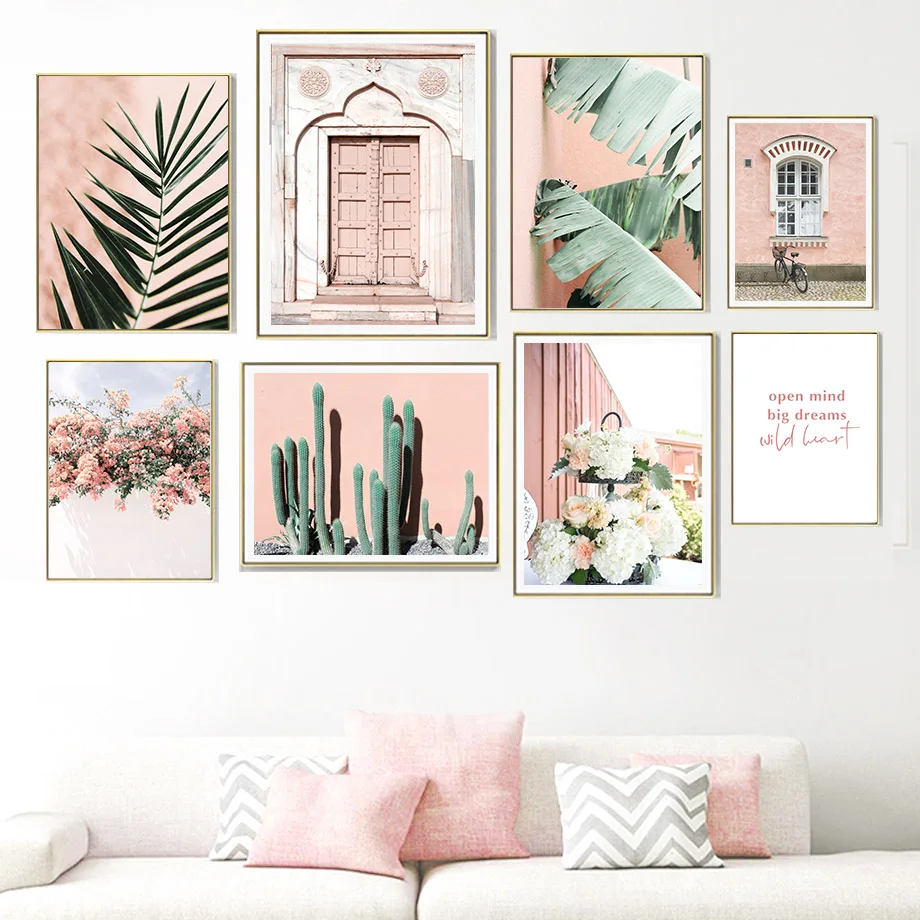 

Window Door Cactus Flower Leaves Plant Wall Art Canvas Painting Nordic Posters And Prints Wall Pictures For Living Room Decor