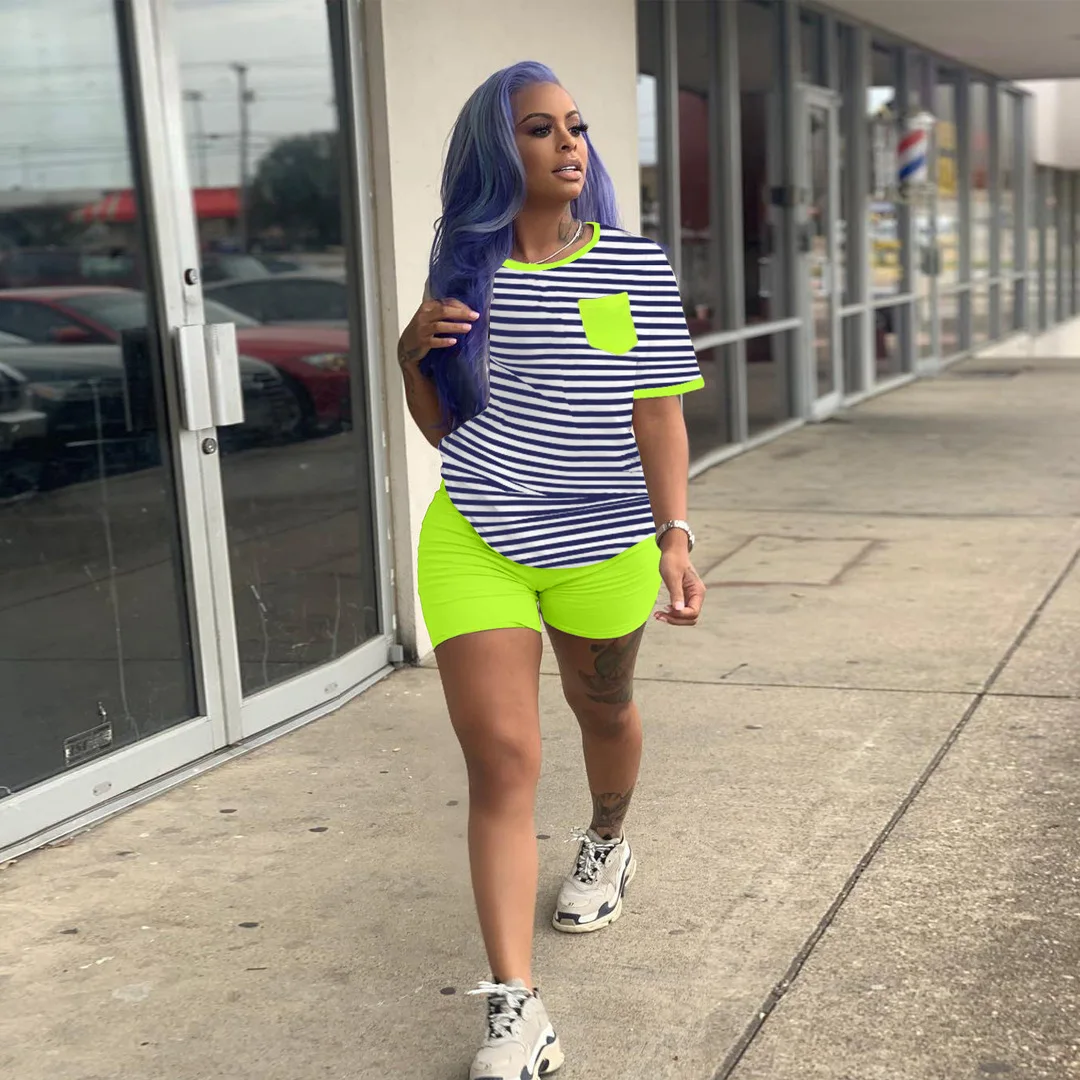 Комплект из двух предметов Летняя одежда для женщин Спортивный костюм Топ в