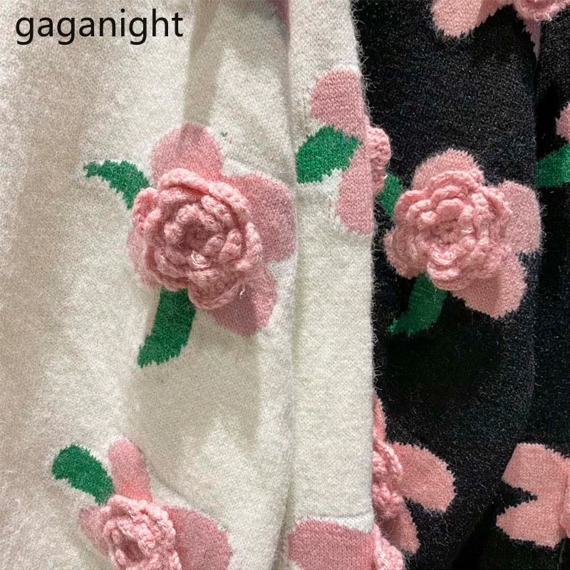 Gaganight женский кардиган с цветочной вышивкой длинными рукавами и круглым вырезом
