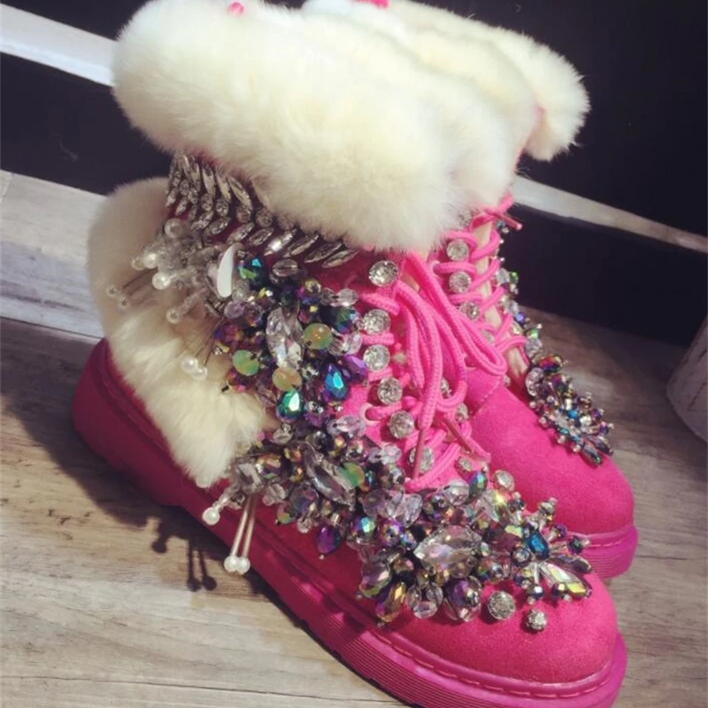 Европейская станция новые Стразы тяжелая работа бусины красные кроличьи Меховые