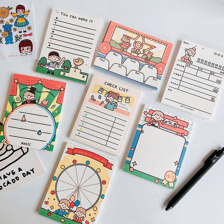 SIXONE 50 листов мультяшная милая девушка план бумага для заметок учеников милый