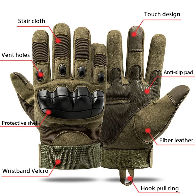 Beli Sarung Tangan Pria Jari Penuh Taktis Militer Layar Sentuh Sarung Tangan Tempur Tentara Berkuda Luar Ruangan Buku Jari Keras Airsoft Paintball
