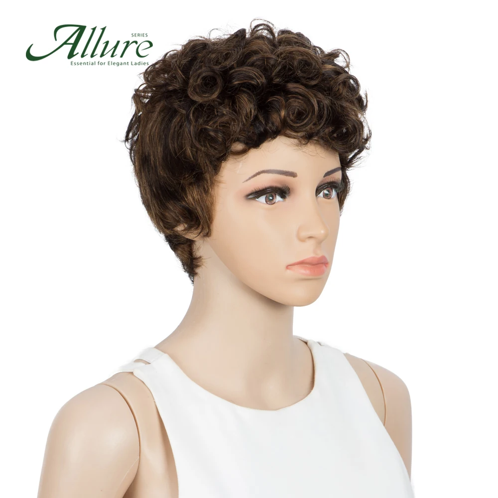Натуральный короткий парик для темных женщин кудрявые человеческие волосы