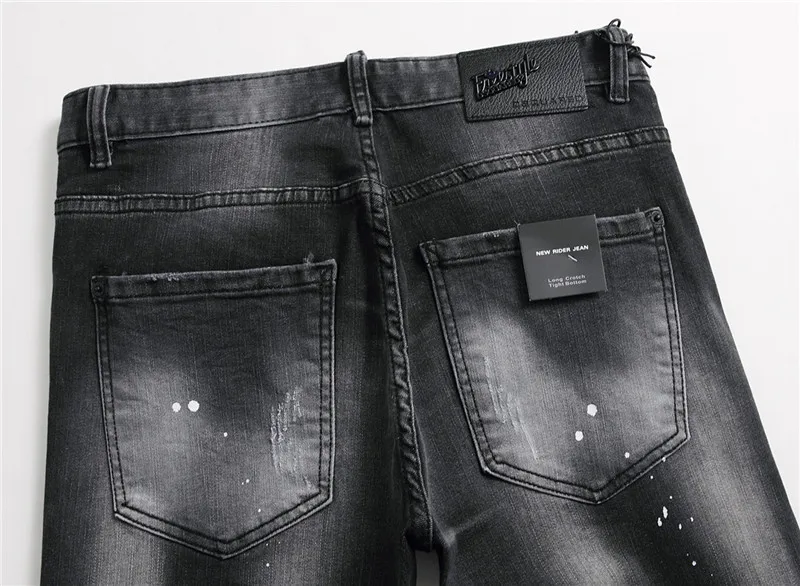 

2021 Tide brand DSQUARED2 jeans ripped paint dots slim-fit pants men's slim-fit trousers cotton DSQ2