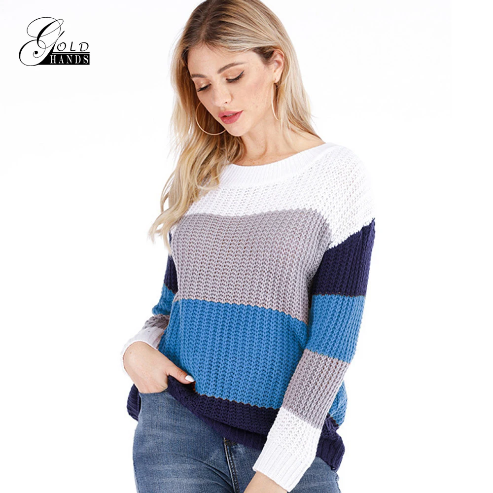Gold Hands Autumn Winter New Casual Fashion Brand Knitted Sweater Loose Long O-neck Sleeve Pullover Off Shoulder Street Sweaters | Водолазки