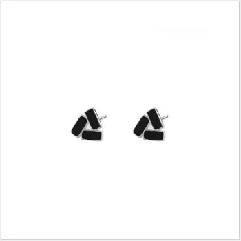 

S925 Pure Silver Black Stud Female Simple Cold Wind Female Small Earrings New Trendy Small Sense Earrings Female Hair E-107
