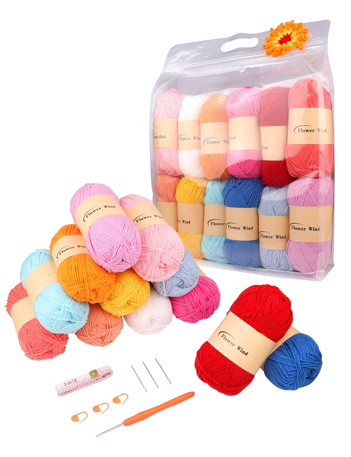 

12 tubs x 50g 160m Cotton Crochet Yarn, Hand braided thread Wool Hand-knitted DIY craft sweater blanket bundles hook Mink yarn