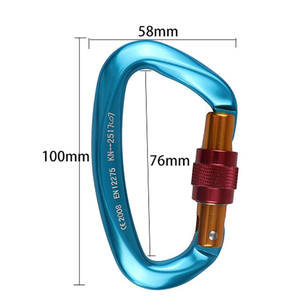 

25KN Aluminium Alloy Spring Carabiner Clip Clasp Buckle Hook D-Ring Keychain Ring Hiking Camping Carabiner Outdoor Travel Kit