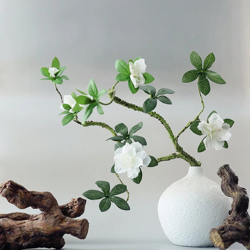 Белая красная Азалея искусственные ветки и зелень подходит для романтической