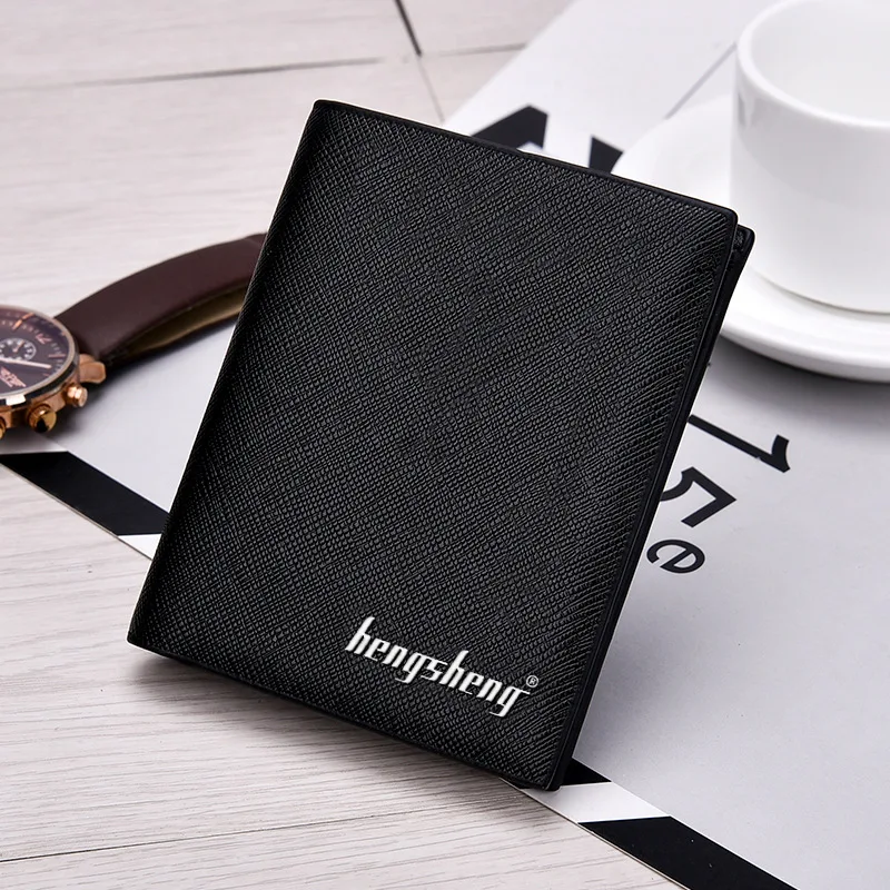 

New men's wallet fashion short youth multi-function wallet cross pattern multi-card slot large-capacity wallet card holder
