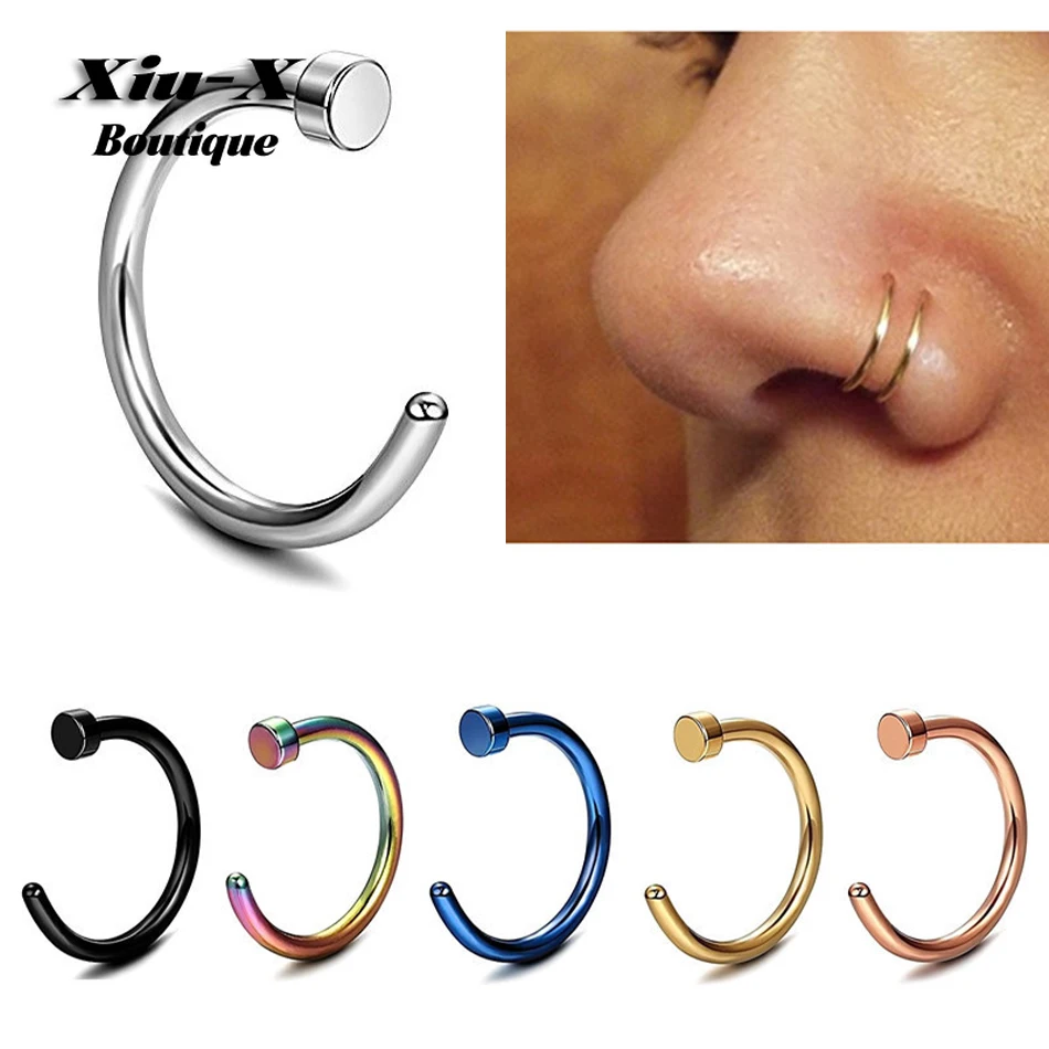 Fake Nose Wing Rings Hoops Clip On Nose Lip Ring Piercing Stainless Steel Nose Rings For Women Men Fake Piercing Nose Jewelry