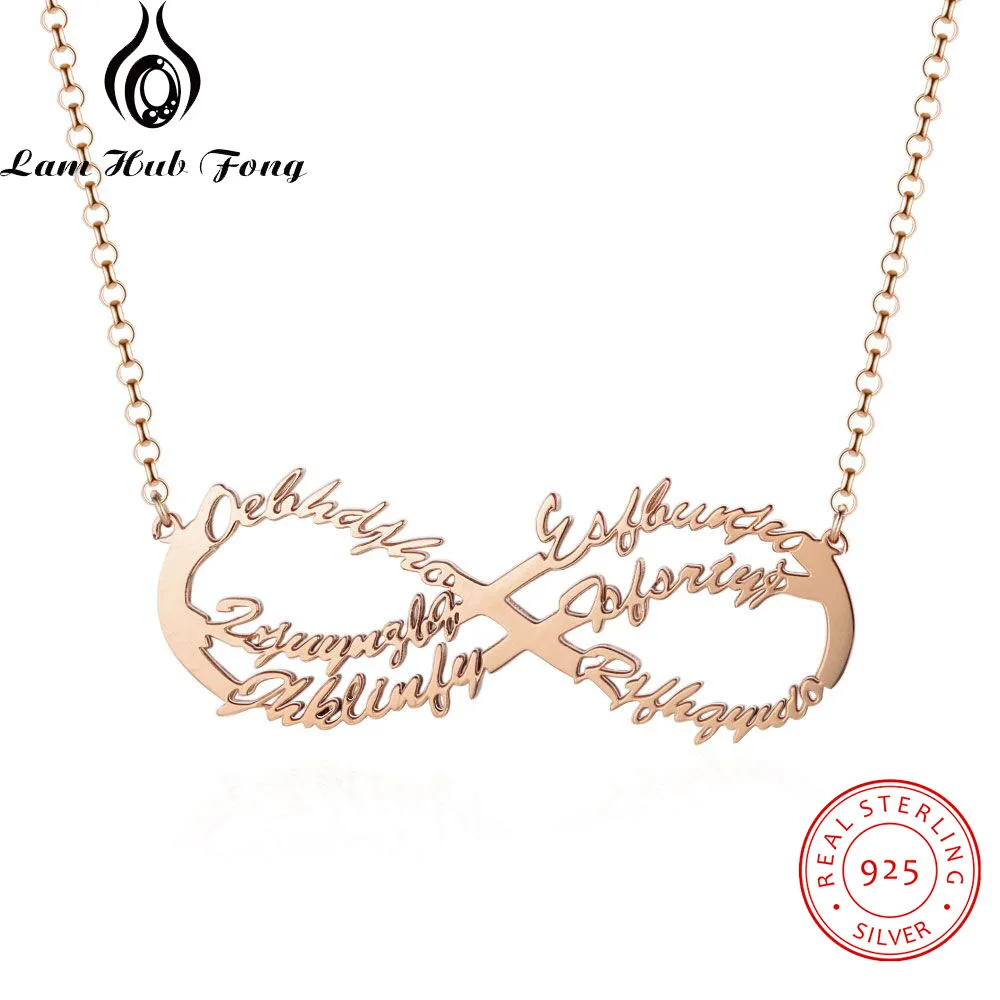 100% 925 пробы ожерелье с серебряным именем на заказ бесконечность любовь